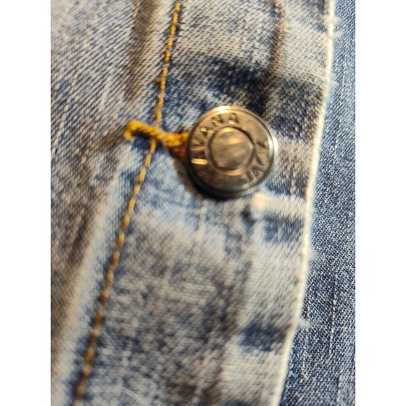 HAVANA‎ JACK'S Womens 1x Blue Denim Jeans Jacket Shacket Distressed 1295 - Picture 3 of 11